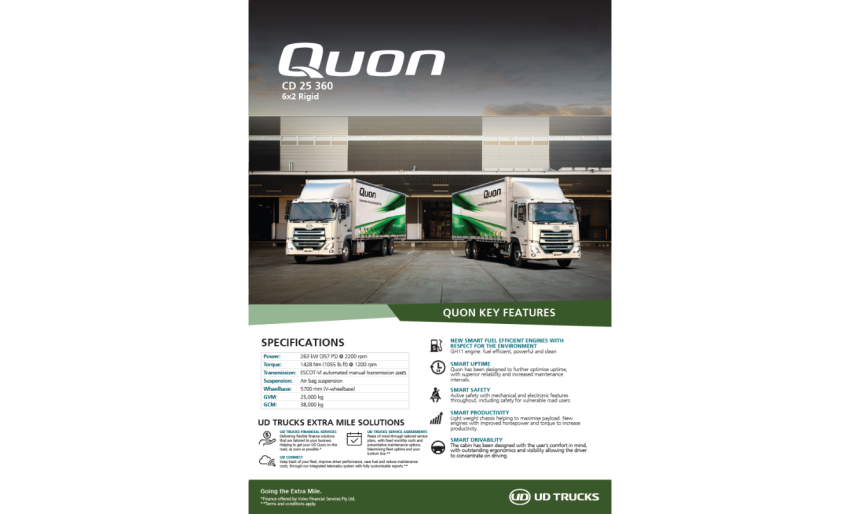 Quon CD 25 360 6x2 Spec Sheet