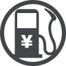 Fuel pump icon with yen currency symbol inside a circle